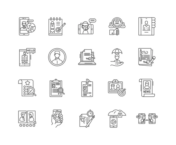 Icônes de ligne avatars d'affaires, signes linéaires, ensemble vectoriel, illustration de concept de contour — Image vectorielle