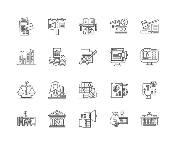 Business in vendita linea icone, segni, set vettoriale, concetto di illustrazione contorno — Vettoriale Stock