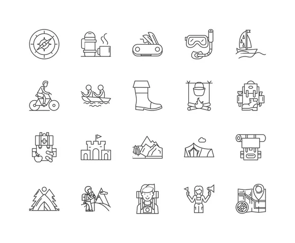 Liniensymbole, Zeichen, Vektor-Set, umrissenes Illustrationskonzept — Stockvektor
