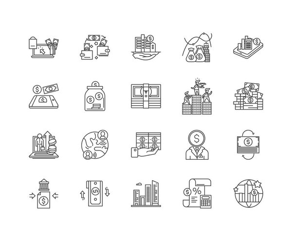 Capital markets line icons, signs, vector set, outline illustration concept 