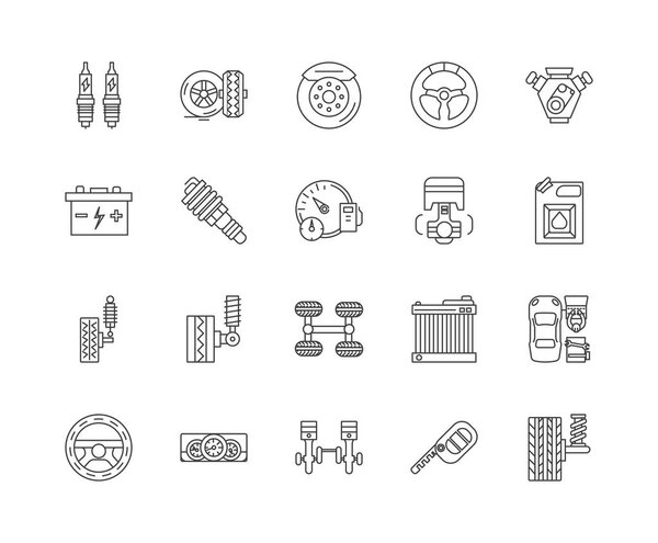 Car parts line icons, signs, vector set, outline illustration concept 