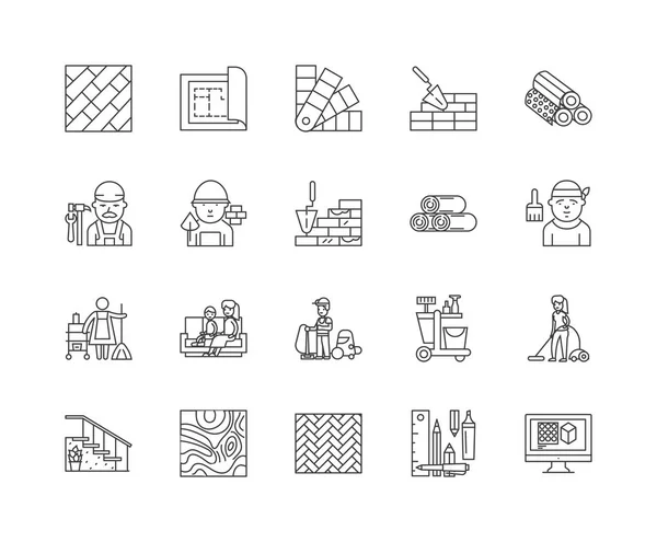 Alfombras línea iconos, signos, conjunto de vectores, esquema concepto de ilustración — Vector de stock