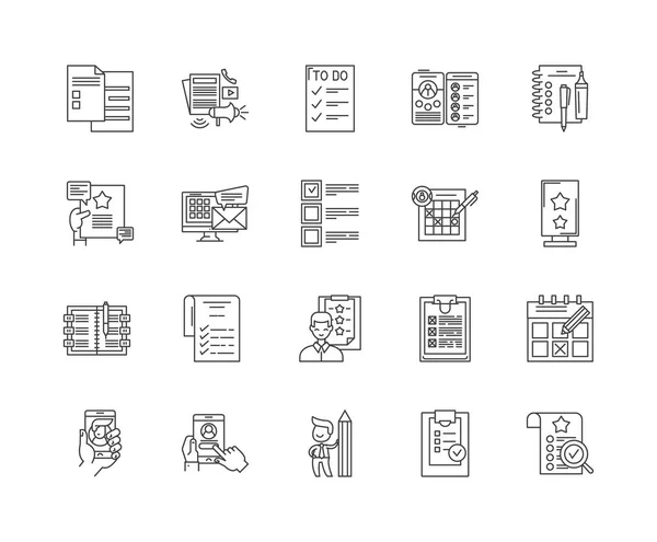 Categorie lijn iconen, borden, vectorset, omtrek illustratie concept — Stockvector