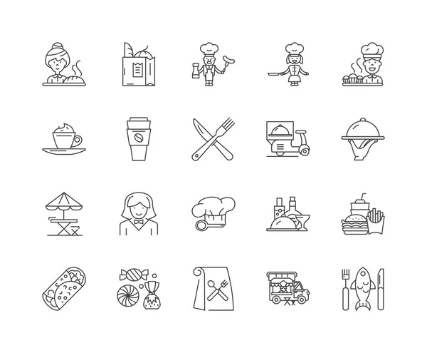 Catering company line icons, знаки, векторний набір, концепція контурної ілюстрації — стоковий вектор