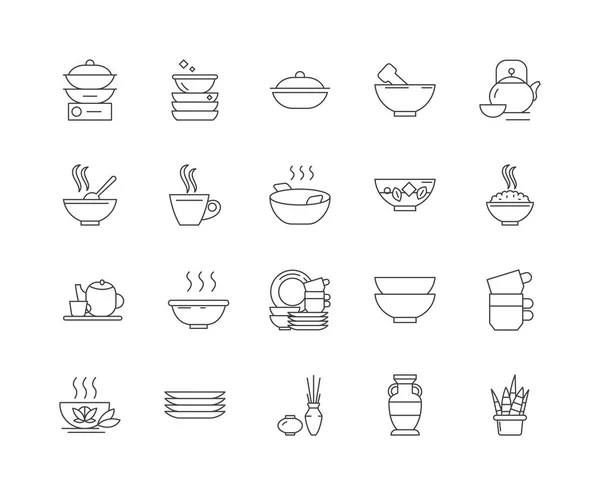 Ceramika ikony linii, znaki, wektor zestaw, zarys ilustracji koncepcji — Wektor stockowy