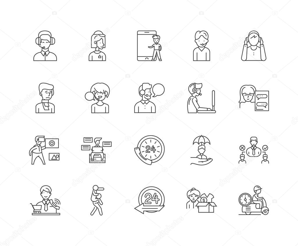 Assistance line icons, linear signs, vector set, outline concept illustration