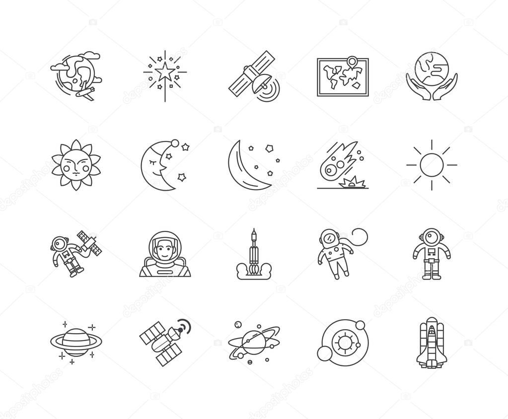 Astronomy line icons, signs, vector set, outline illustration concept 