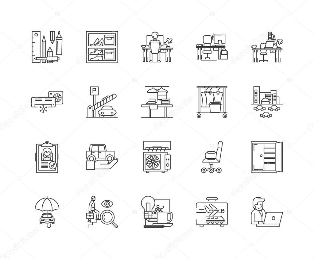 Business accomodation line icons, linear signs, vector set, outline concept illustration