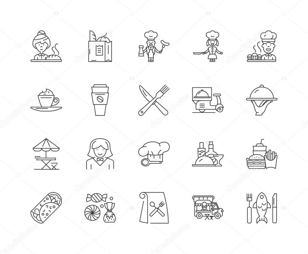 Catering company line icons, signs, vector set, outline illustration concept 