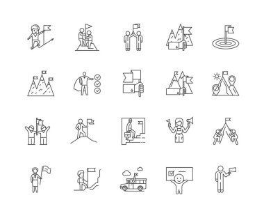 Onay kutusu çizgi simgeleri, işaretler, vektör seti, anahat çizim kavramı 