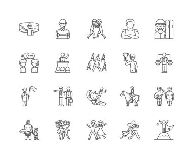 Koç çizgi simgeleri, işaretler, vektör seti, anahat illüstrasyon kavramı 