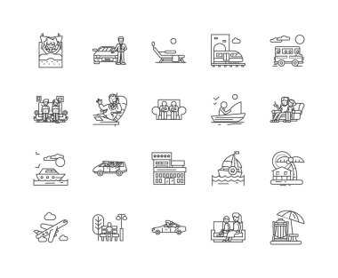 Konfor çizgisi simgeleri, işaretler, vektör seti, anahat illüstrasyon konsepti 