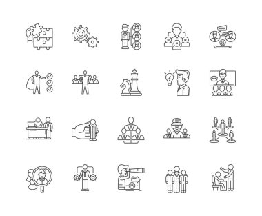 Kontrol hattı simgeleri, işaretler, vektör seti, anahat çizim i 