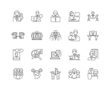Councelling line icons, signs, vector set, outline illustration concept  clipart