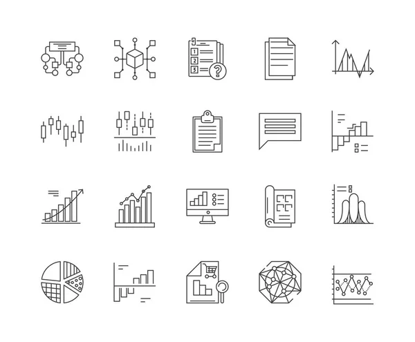 Diagramlinje ikoner, skyltar, vektor uppsättning, Outline illustration koncept — Stock vektor