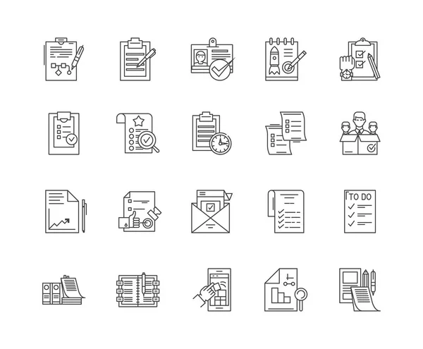 Checklist line icons, signs, vector set, outline konsep ilustrasi - Stok Vektor