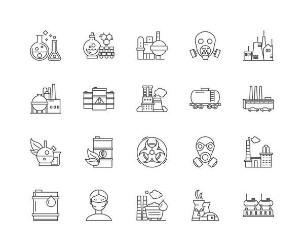Iconos de línea de productos químicos, signos, conjunto de vectores, esquema concepto de ilustración — Vector de stock