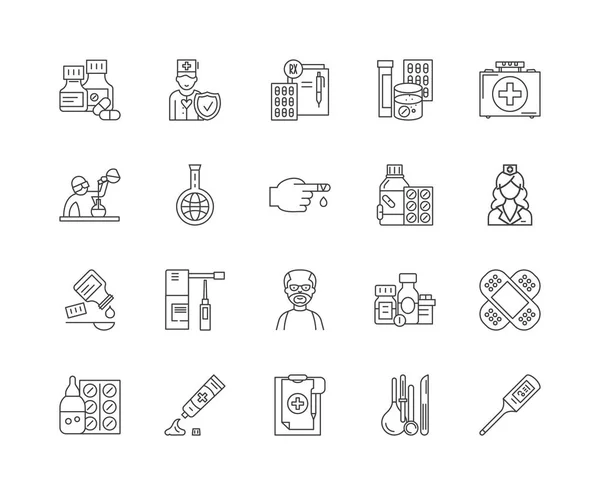 Chemist line icons, signs, vector set, outline illustration concept — Stock Vector