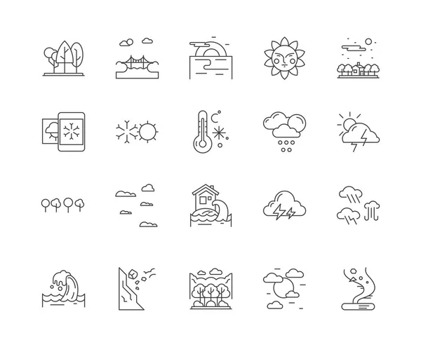 Climate line icons, signs, vector set, outline illustration concept — Stock Vector