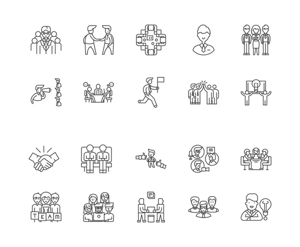 Community line iconen, borden, vector set, omtrek illustratie concept — Stockvector