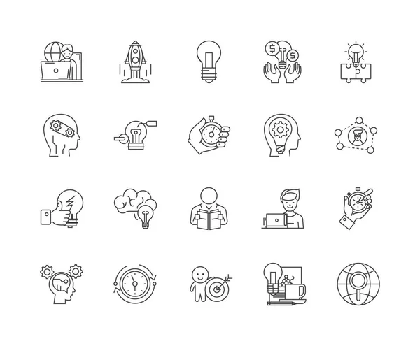 Concentration line icons, signs, vector set, outline illustration concept — Stock Vector