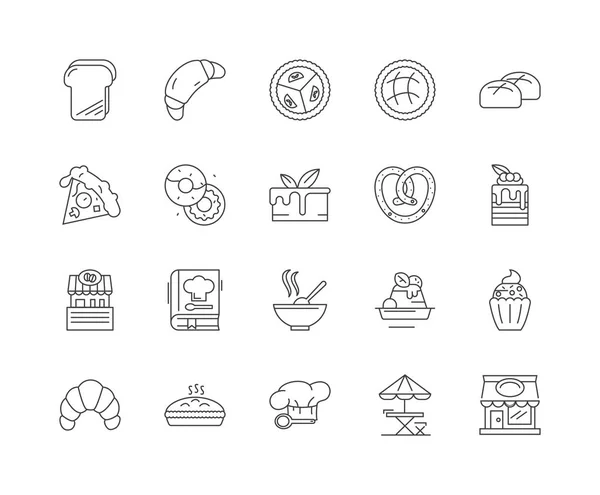 Iconos de línea de cocina, signos, conjunto de vectores, esquema concepto de ilustración — Vector de stock