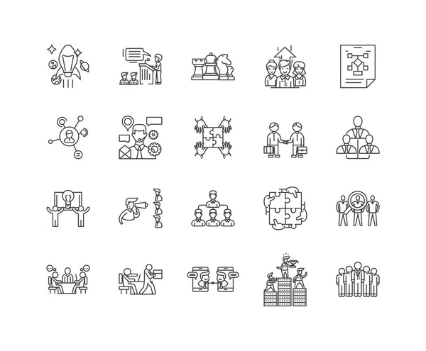 Vállalatirányítási vonal ikonok, jelek, vektorkészlet, vázlat illusztráció koncepció — Stock Vector