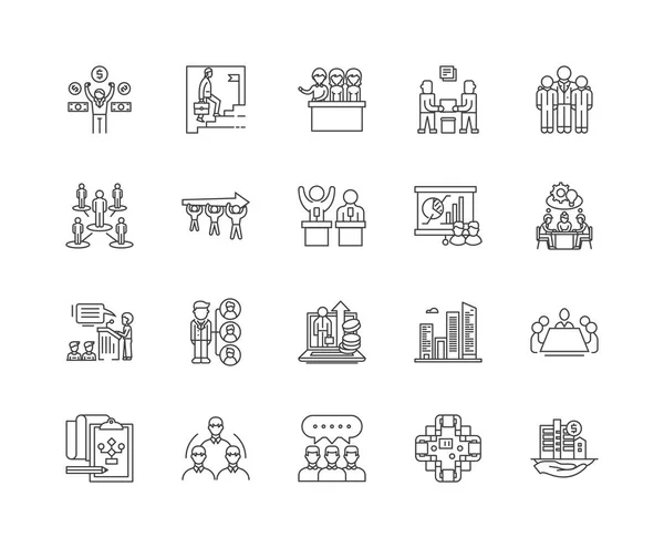 Korporacyjne ikony linii biznesowych, znaki, wektor zestaw, zarys ilustracji koncepcji — Wektor stockowy