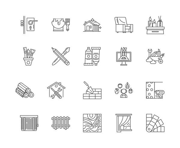 Иконки линий декорирования, знаки, векторный набор, концепция набросков — стоковый вектор