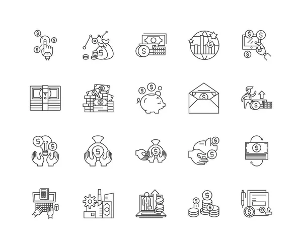 Iconos de línea de depósito, signos, conjunto de vectores, esquema concepto de ilustración — Vector de stock