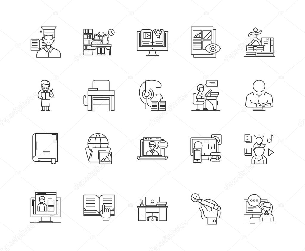Classroom line icons, signs, vector set, outline illustration concept 