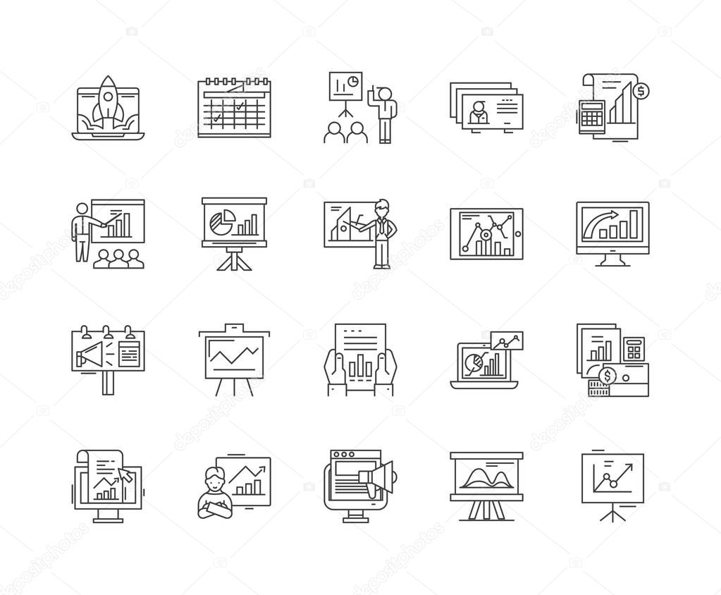 Dashboard line icons, signs, vector set, outline illustration concept 