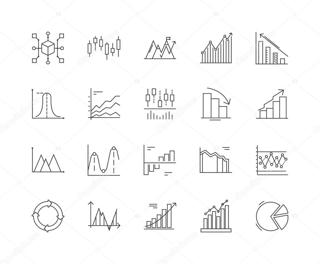 Diagram line icons, signs, vector set, outline illustration concept 