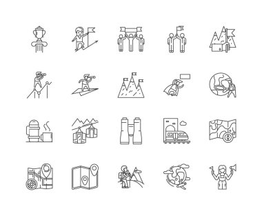 Çizgi simgelerini, işaretleri, vektör setini, anahat çizim kavramını keşfedin 