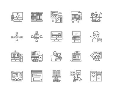 Etki alanı çizgisi simgeleri, işaretler, vektör seti, anahat çizim i 
