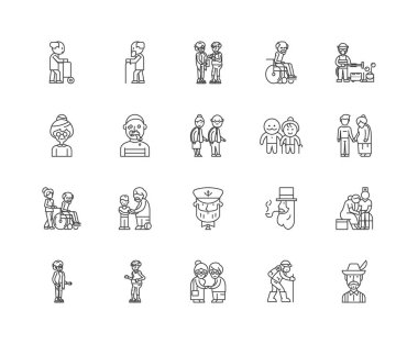 Elderl line icons, signs, vector set, outline illustration concept  clipart