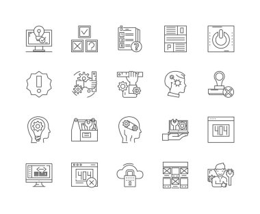 Hata satırı simgeleri, işaretler, vektör seti, anahat çizim i 