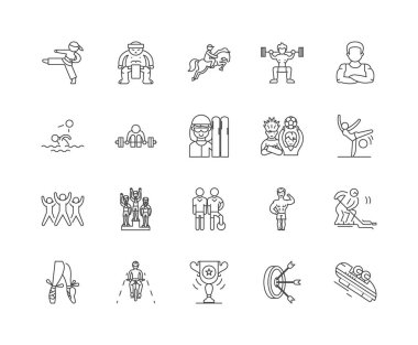 Deneyim çizgi simgeleri, işaretler, vektör seti, anahat illüstrasyon kavramı 