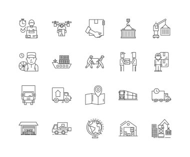 Dış simgeleri, işaretler, vektör seti, anahat çizim i 