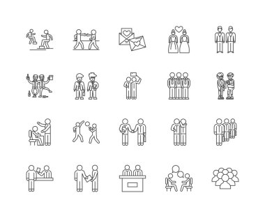 Fag line icons, signs, vector set, outline illustration concept 