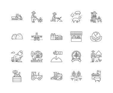 Farm line icons, signs, vector set, outline illustration concept  clipart