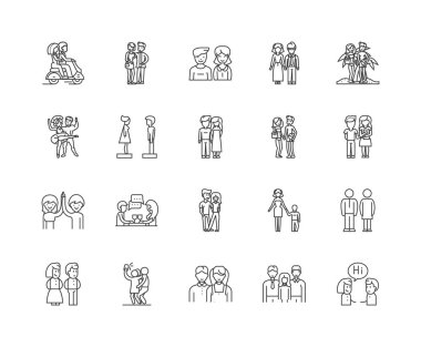 Favori çizgi simgeleri, işaretler, vektör seti, anahat çizim konsepti 