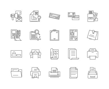 El ilanı çizgi simgeleri, işaretler, vektör seti, anahat illüstrasyon kavramı 