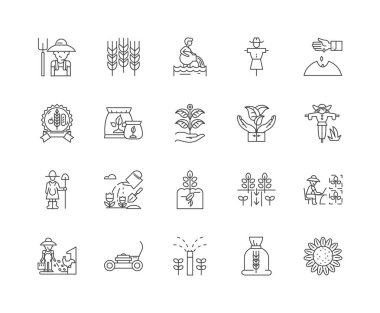 Tahıl ürün serisi simgeleri, işaretler, vektör seti, anahat illüstrasyon kavramı 