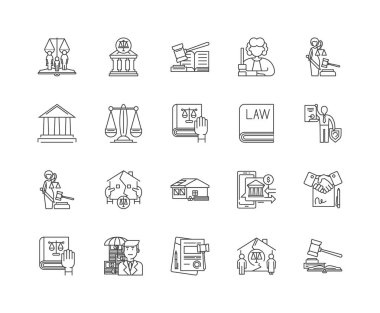 Ev sigorta hattı simgeleri, işaretler, vektör seti, anahat illüstrasyon kavramı 