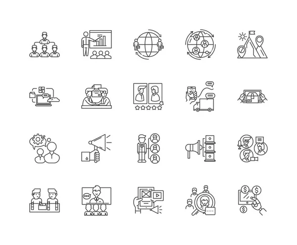 Iconos de línea de distribuidor, signos, conjunto de vectores, esquema concepto de ilustración — Vector de stock