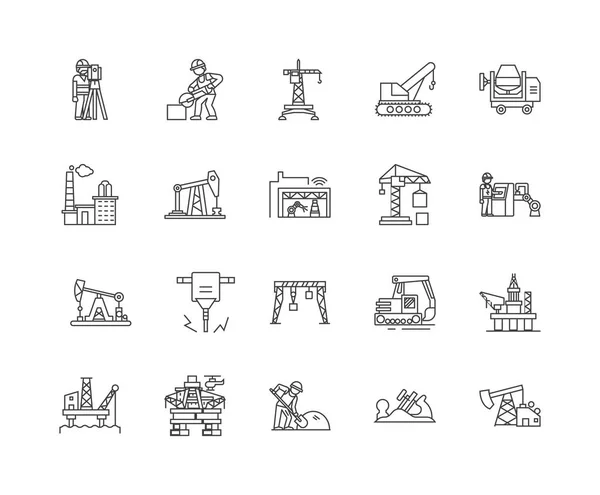 Ölliniensymbole, Zeichen, Vektorsatz, skizziertes Illustrationskonzept — Stockvektor