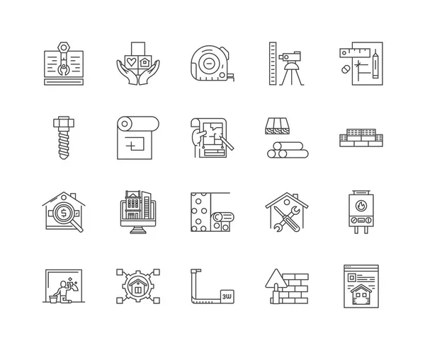 Iconos de línea de puerto, signos, conjunto de vectores, esquema concepto de ilustración — Archivo Imágenes Vectoriales