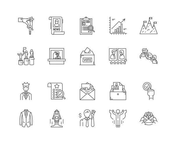 Iconos de línea electoral, signos, conjunto de vectores, esquema concepto de ilustración — Vector de stock