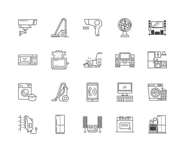 Iconos de línea electrónica, signos, conjunto de vectores, esquema concepto de ilustración — Vector de stock